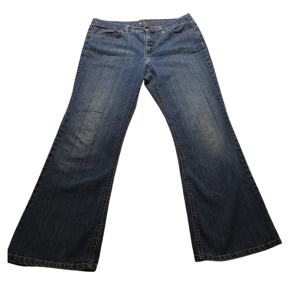 Relativity Women's 14P Blue Denim Bootcut Jeans Medium Wash Stretch 34x19 Petite